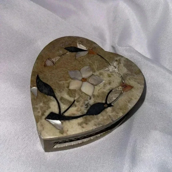 Vintage Art Deco Onyx Marble Ashtray & Heart Trinket Box Set - Picture 8 of 10
